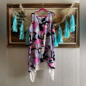 KLEIO Lagenlook Abstract Print Dress. Size XL.